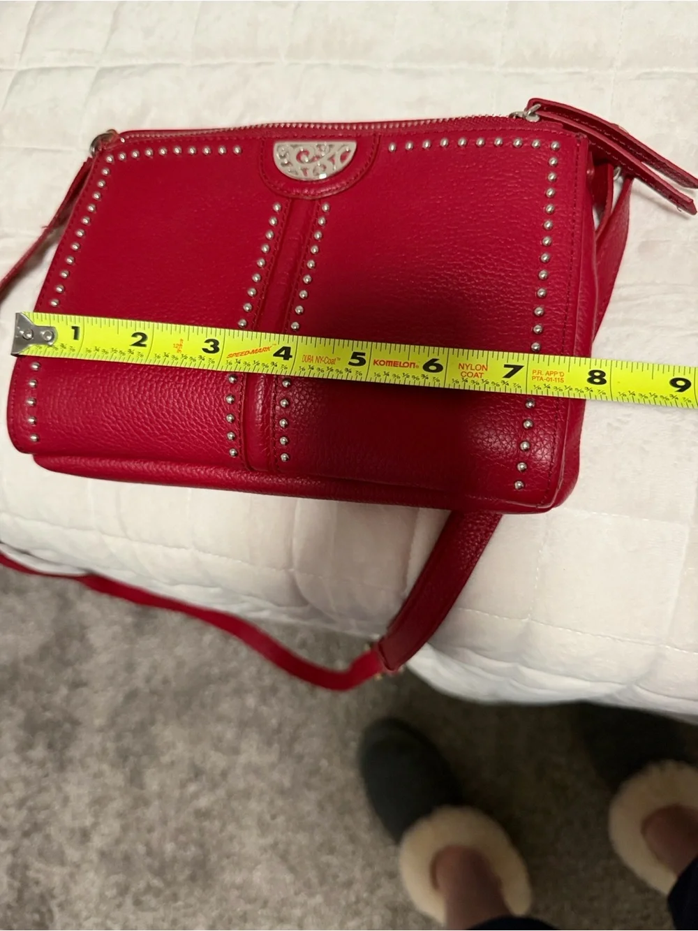 Women’s Brighton Lipstick Red Studded Crossbody Bag